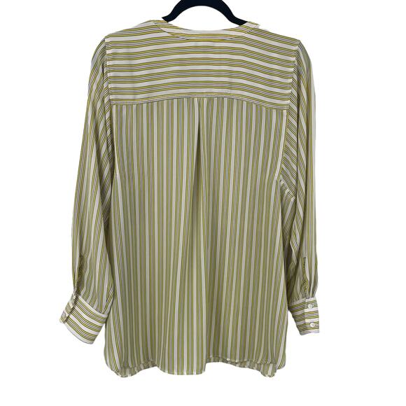 Talbots Long Sleeve Button Front Yellow Striped Top Womens XL - Picture 7 of 7
